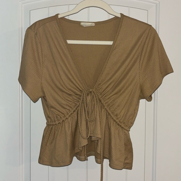 Brown tie front shirt - Picture 1 of 3